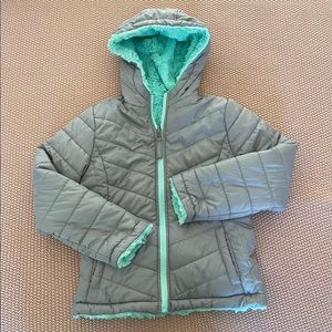 Girls Reversible Faux Fur Lined Puffer